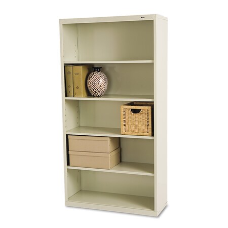 Tennsco Metal Bookcase, Five-Shelf, 34-1/2w x 13-1/2d x 66h, Putty B-66PY